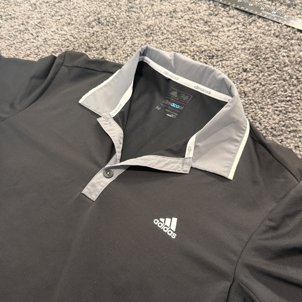 Athletic Adidas Climacool Polo Shirt Mens Black Excellent Performance Golf M